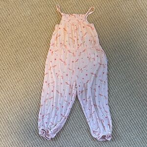 Posh Peanut Light Pink Girls' Romper with Flamingo Accents